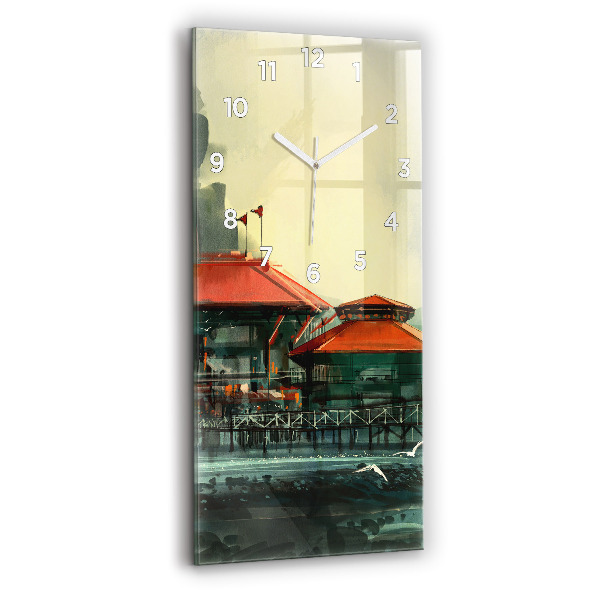 Vertikale Uhr mit motiv Fischerdorf