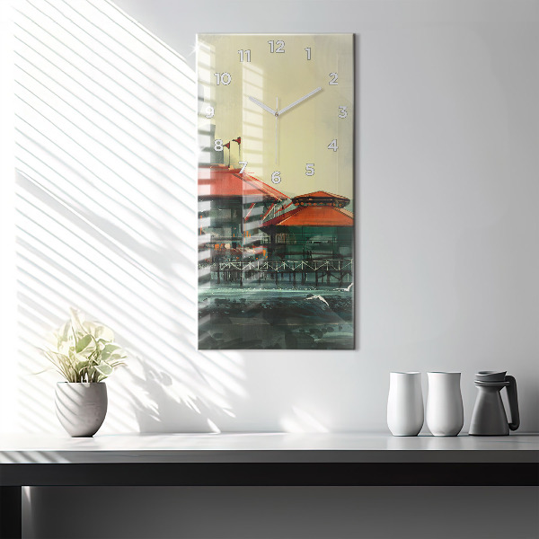 Vertikale Uhr mit motiv Fischerdorf