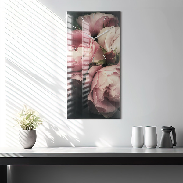 Vertikale Uhr mit motiv Blumenstrauß aus rosa Rosen