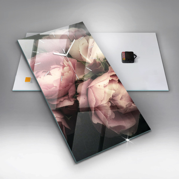 Vertikale Uhr mit motiv Blumenstrauß aus rosa Rosen