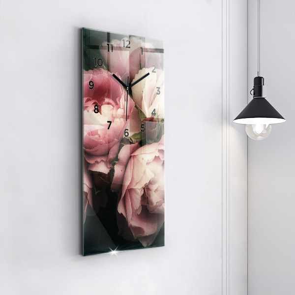Vertikale Uhr mit motiv Blumenstrauß aus rosa Rosen