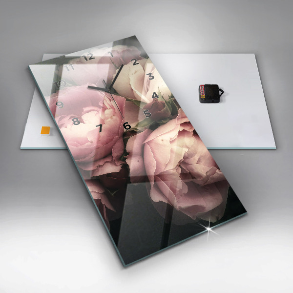 Vertikale Uhr mit motiv Blumenstrauß aus rosa Rosen