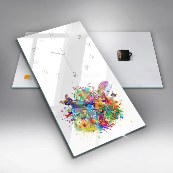 Vertikale Uhr mit motiv Florale Harmonie mit Schmetterlingen