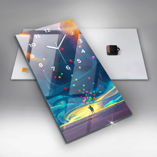 Vertikale Uhr Kind und Luftballons