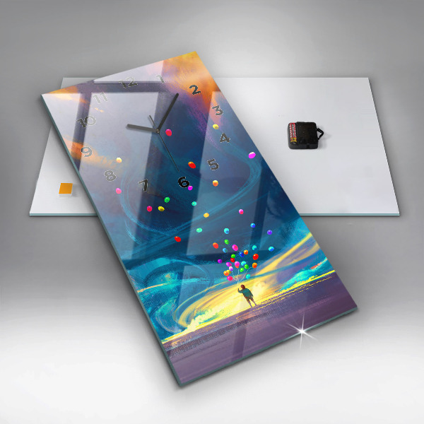 Vertikale Uhr Kind und Luftballons