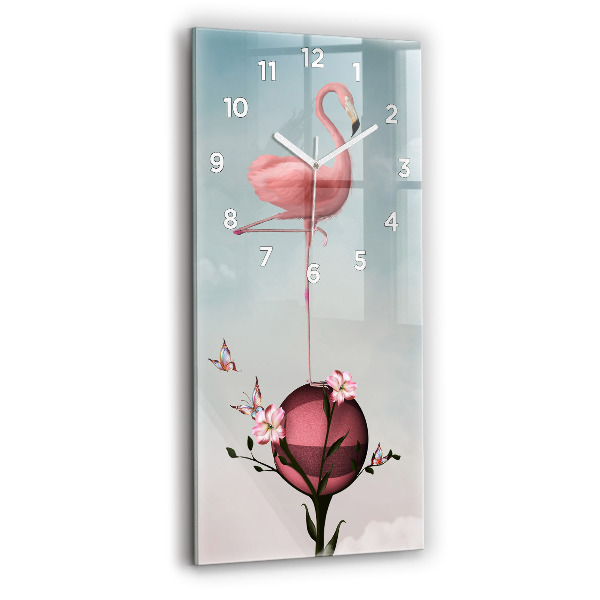 Vertikale Uhr mit motiv Surrealistischer Flamingo