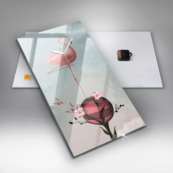 Vertikale Uhr mit motiv Surrealistischer Flamingo