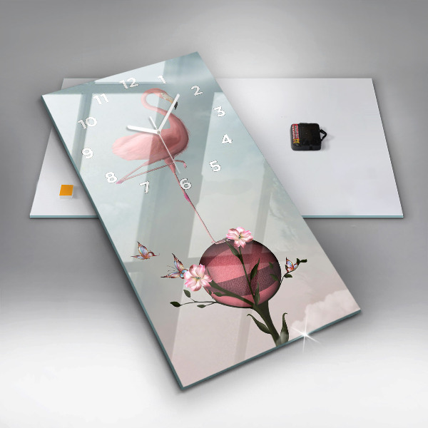 Vertikale Uhr mit motiv Surrealistischer Flamingo