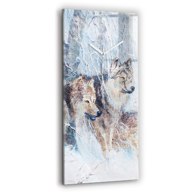 Vertikale Uhr Wölfe im Wald