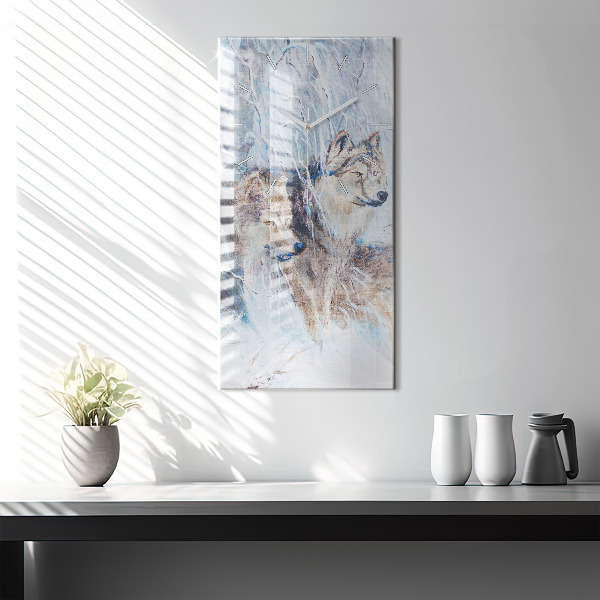 Vertikale Uhr Wölfe im Wald