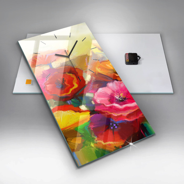 Vertikale Uhr Bunte Mohnblumen