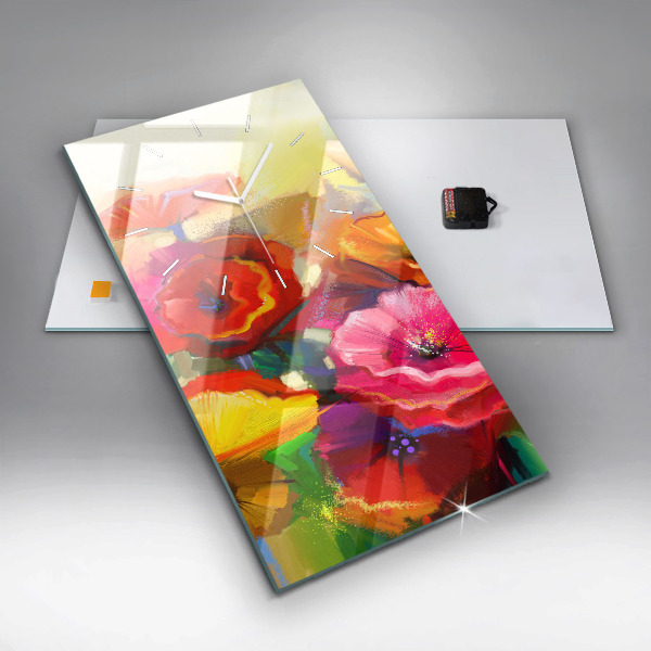 Vertikale Uhr Bunte Mohnblumen