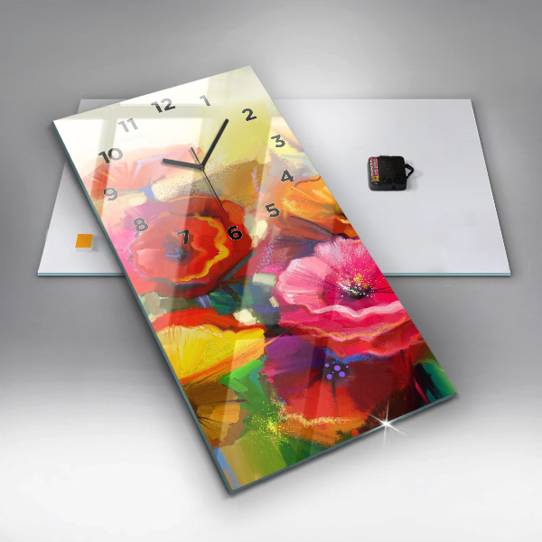 Vertikale Uhr Bunte Mohnblumen