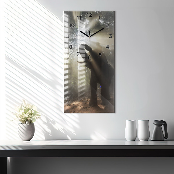 Vertikale Uhr mit motiv Elefant im Dschungel