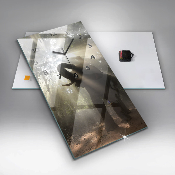 Vertikale Uhr mit motiv Elefant im Dschungel