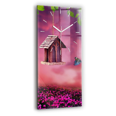 Vertikale Uhr mit motiv Vogelhaus