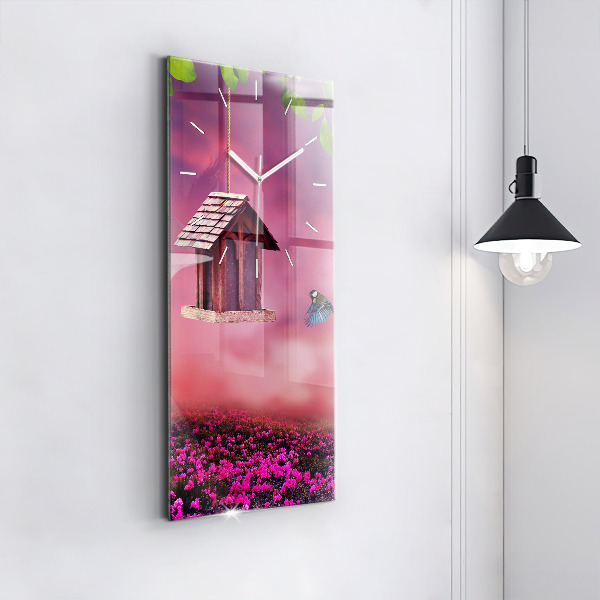Vertikale Uhr mit motiv Vogelhaus