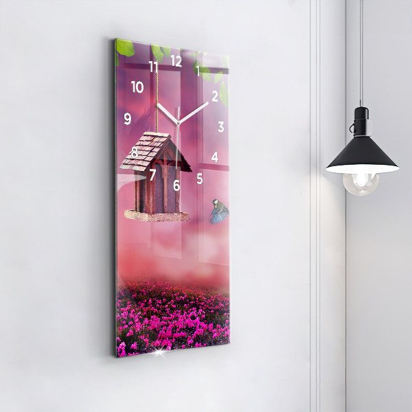 Vertikale Uhr mit motiv Vogelhaus