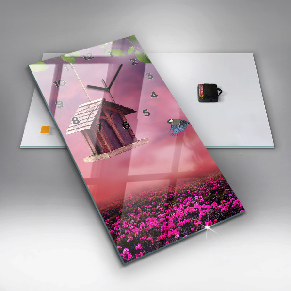 Vertikale Uhr mit motiv Vogelhaus