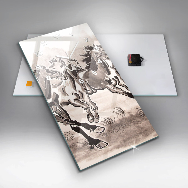 Vertikale Uhr mit motiv Galoppierende Pferde