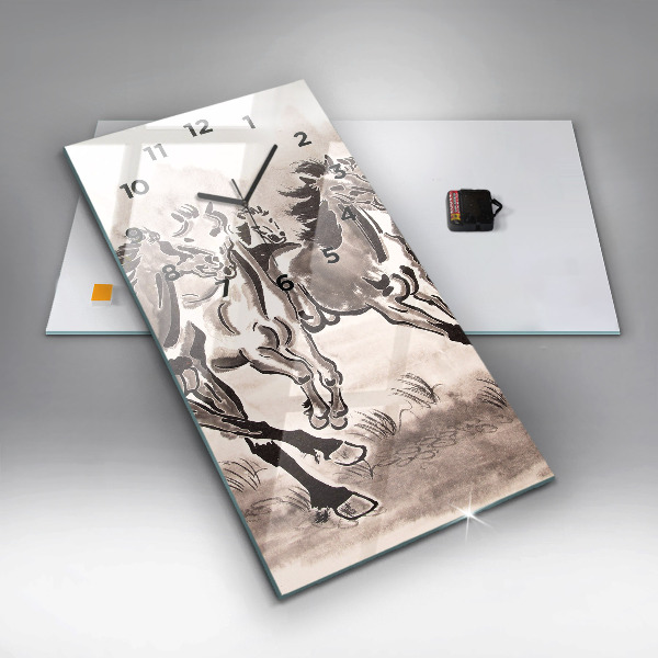 Vertikale Uhr mit motiv Galoppierende Pferde