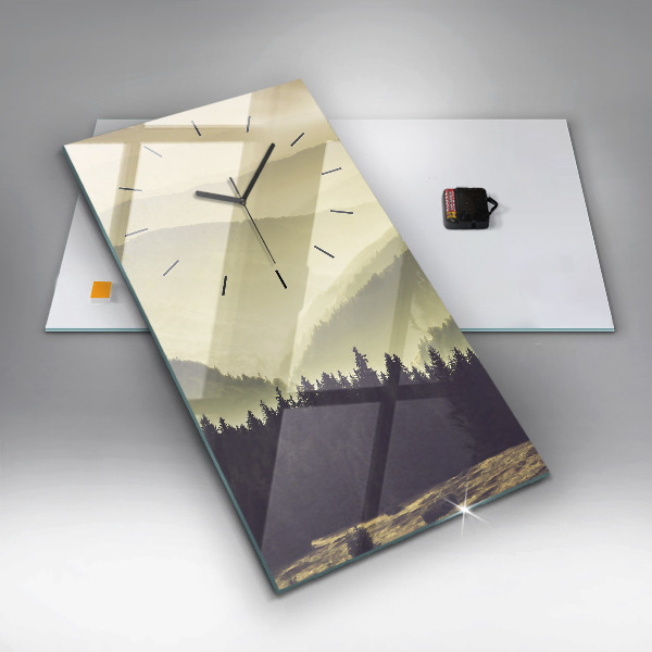 Vertikale Uhr mit motiv Neblige Berghänge