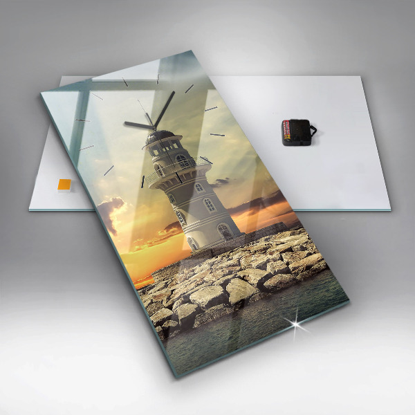 Vertikale Uhr mit motiv Leuchtturm am Meer