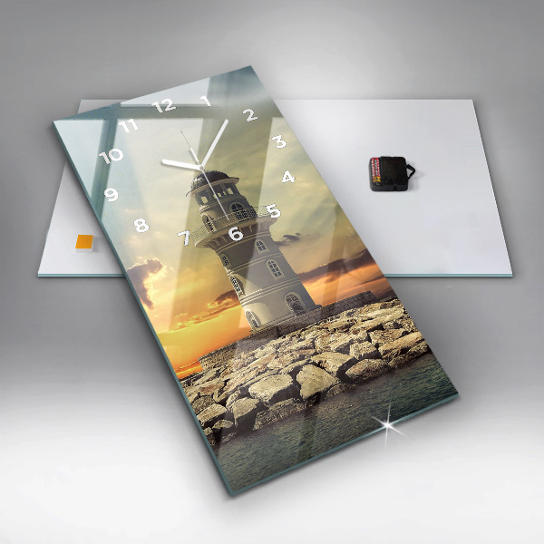 Vertikale Uhr mit motiv Leuchtturm am Meer