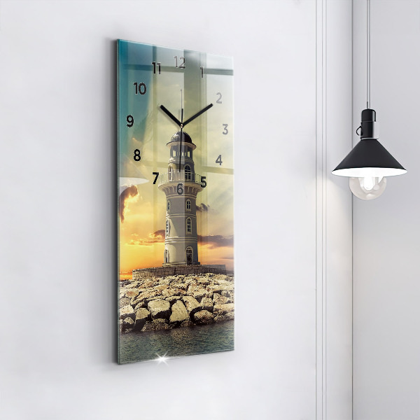 Vertikale Uhr mit motiv Leuchtturm am Meer