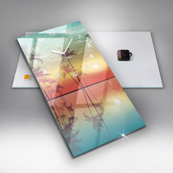 Vertikale Uhr mit motiv Tropische Palmen