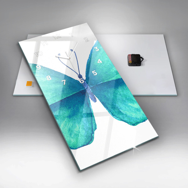 Vertikale Uhr mit motiv Türkisfarbener Sommerschmetterling