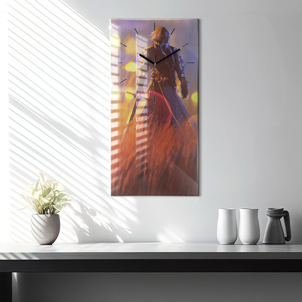 Vertikale Uhr mit motiv Ritter mit Schwert