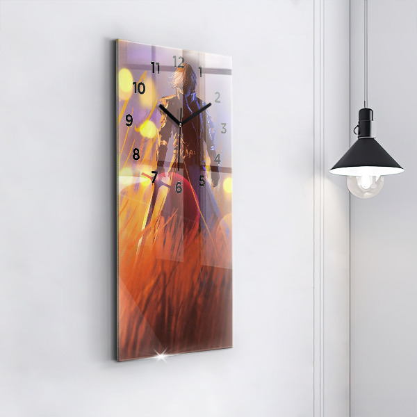 Vertikale Uhr mit motiv Ritter mit Schwert