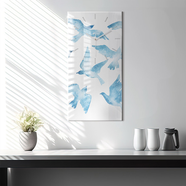 Vertikale Uhr mit motiv Fliegende blaue Vögel