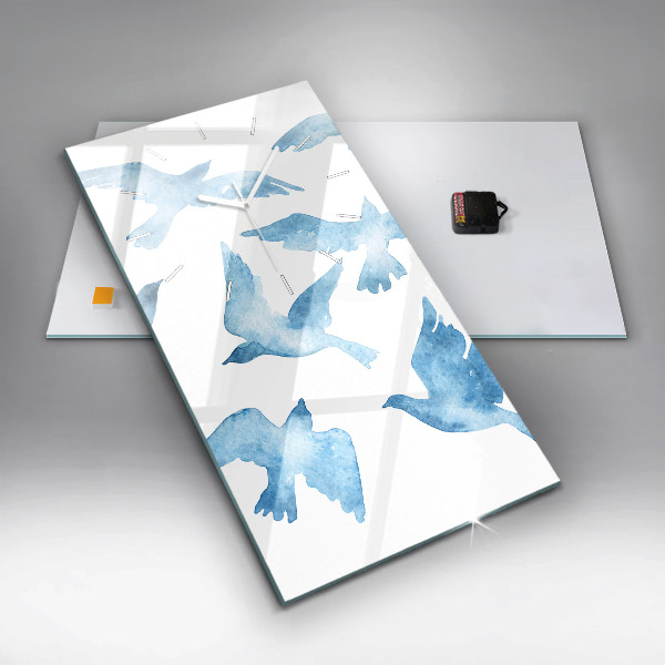 Vertikale Uhr mit motiv Fliegende blaue Vögel