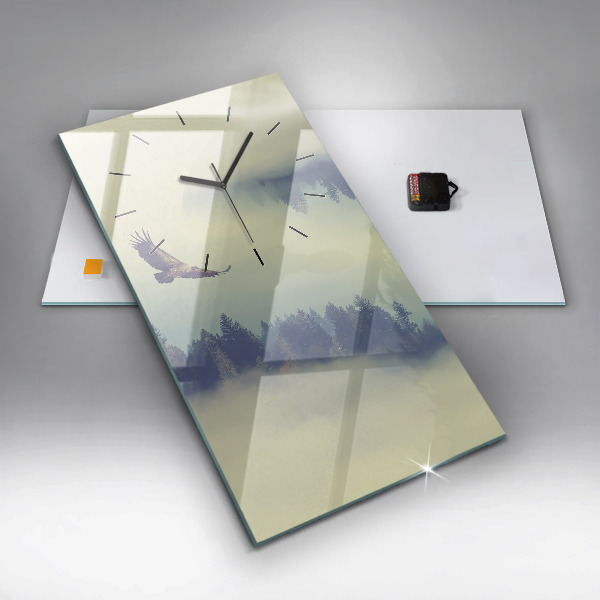 Vertikale Uhr mit motiv Nebliger Wald Adler