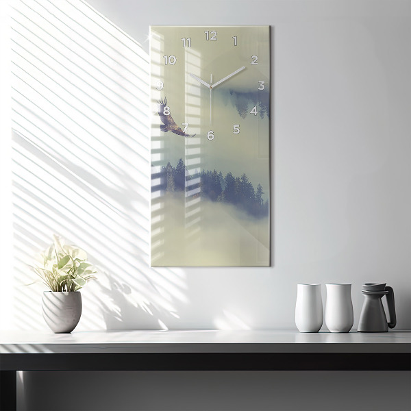 Vertikale Uhr mit motiv Nebliger Wald Adler