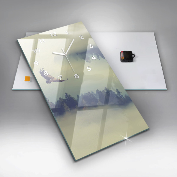 Vertikale Uhr mit motiv Nebliger Wald Adler