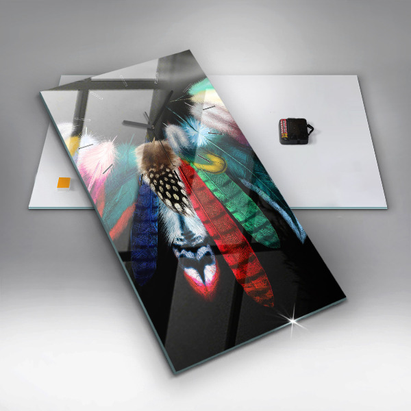 Vertikale Uhr Bunte Vogelfedern