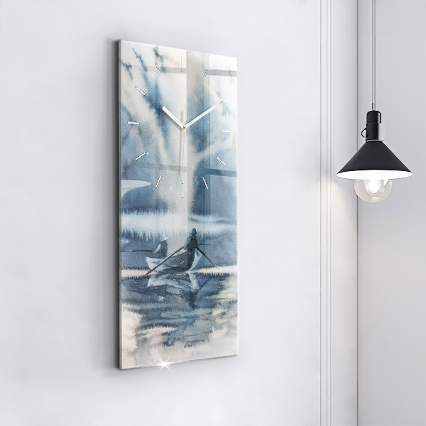 Vertikale Uhr Fischer auf einem See