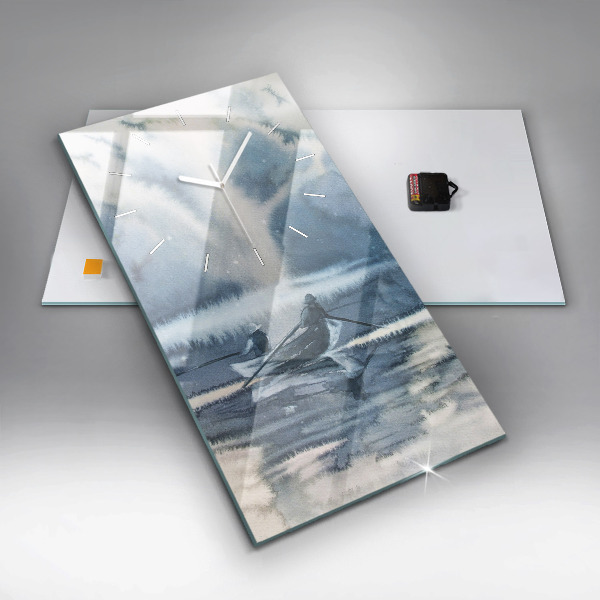 Vertikale Uhr Fischer auf einem See