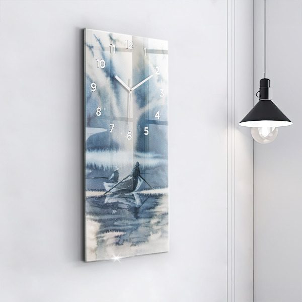 Vertikale Uhr Fischer auf einem See