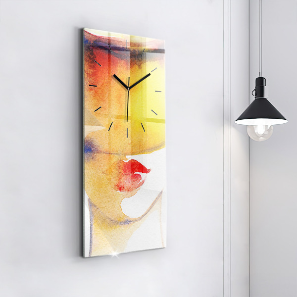 Vertikale Uhr mit motiv Frau mit Hut