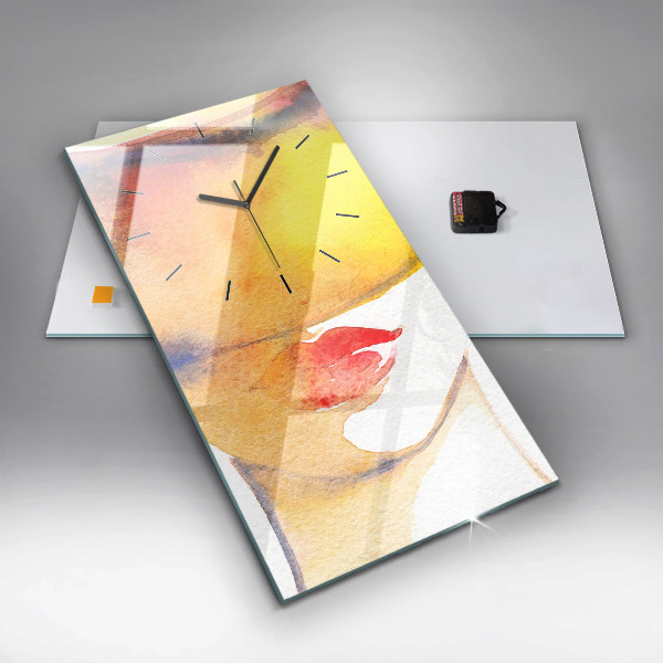 Vertikale Uhr mit motiv Frau mit Hut