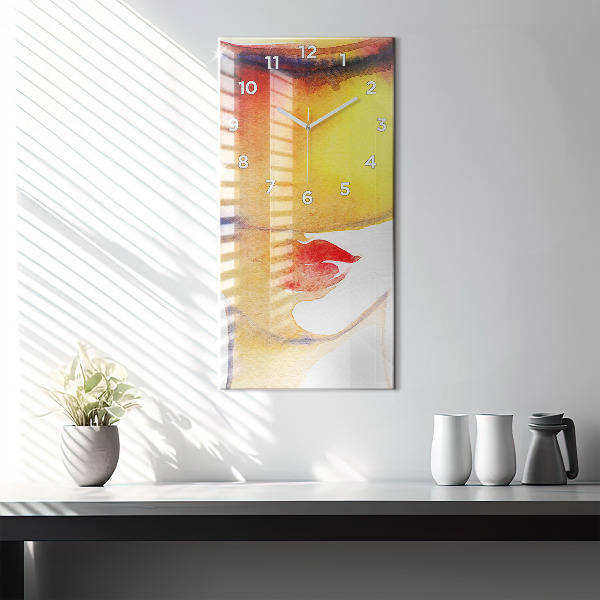 Vertikale Uhr mit motiv Frau mit Hut