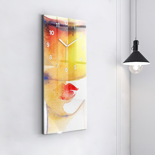 Vertikale Uhr mit motiv Frau mit Hut