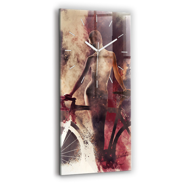 Vertikale Uhr Frau und Fahrrad