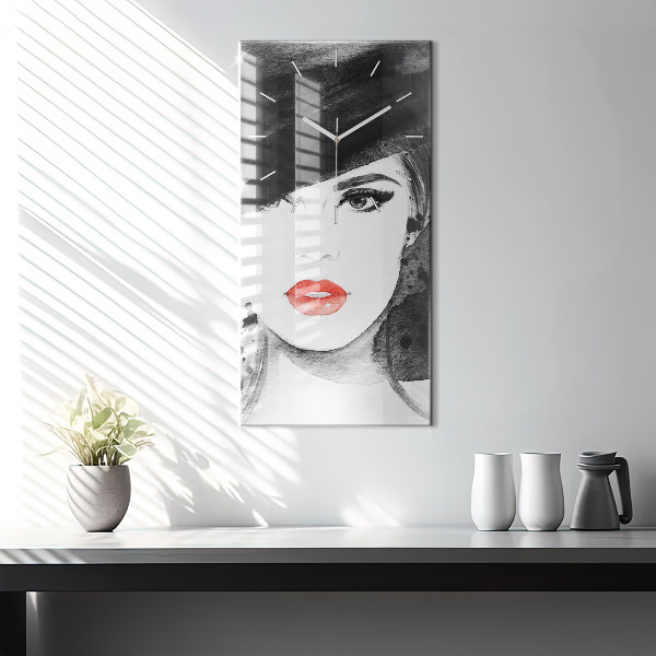 Vertikale Uhr Frau mit Hut