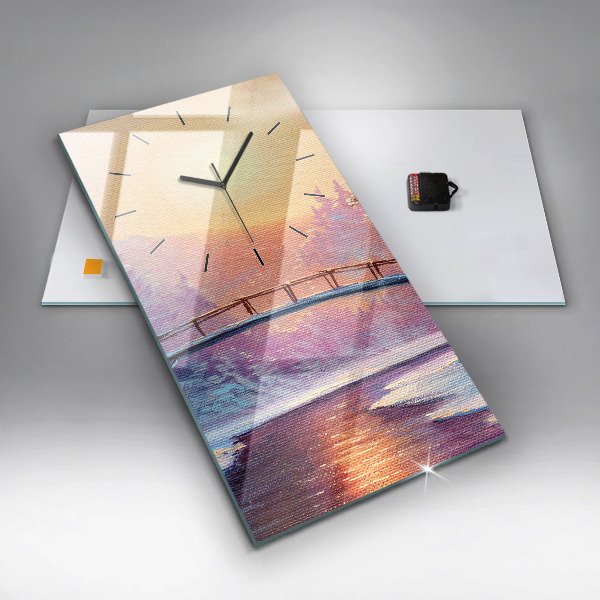 Vertikale Uhr mit motiv Weihnachtsbaum und Brücke