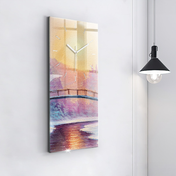 Vertikale Uhr mit motiv Weihnachtsbaum und Brücke